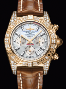 Diamond Breitling Chronomat 01 Replica Watches With Brown Straps