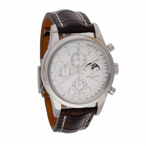 The brown strap replica watch has silvery dial.